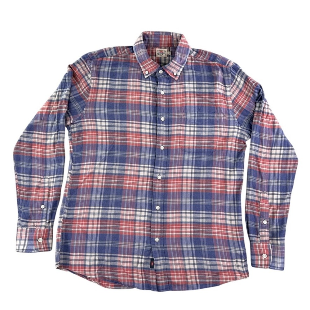 Faherty The All Time Shirt Mens M Plaid Autumn Plaid Lightly Brushed Flannel